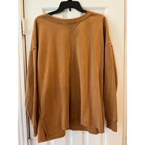Neutral Brown Pullover Sweater Women XL Western Academia Twee Fall Comfy Cozy